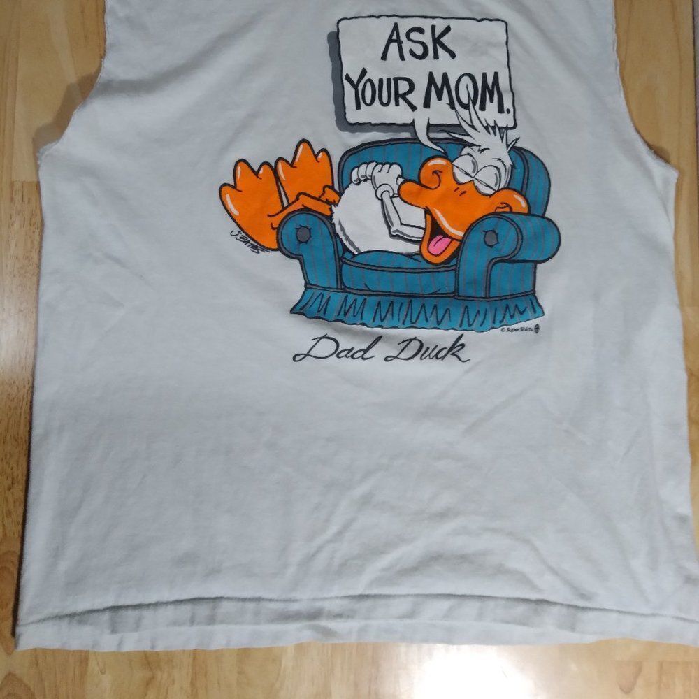 Vintage Super Shirts Dad Duck Ask Your Mom Tank Top - Picture 2 of 8